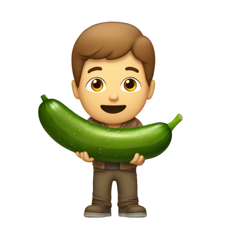 genmoji : Homme mangeant un concombre brun