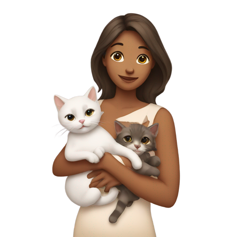 genmoji : Femme tenant un bébé humain et un chaton