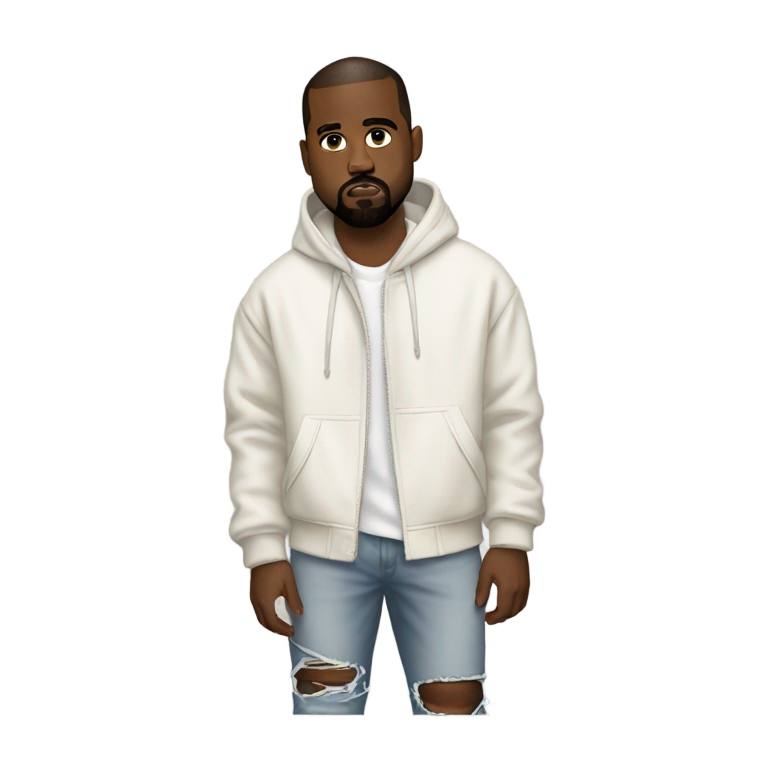 genmoji : Kanye West portant des vêtements de couleur blanc cassé
