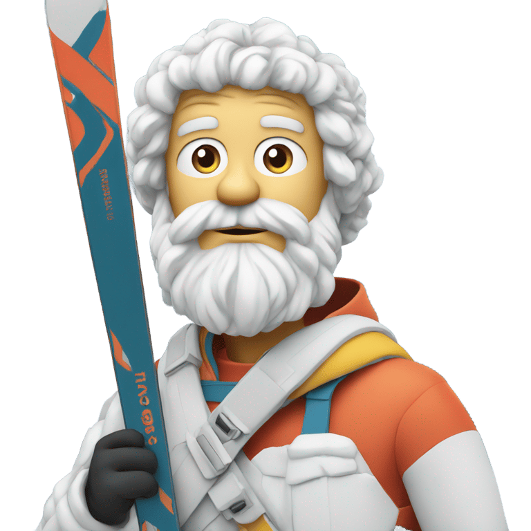 genmoji: Socrates on mountain skis