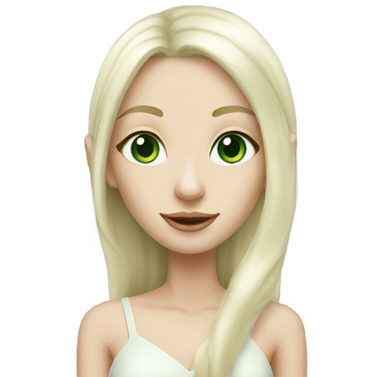 genmoji：绿眼长白金色头发的苍白精灵女子