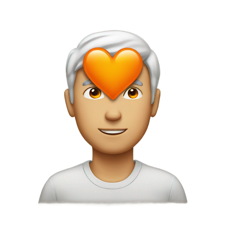 genmoji : Homme aux cheveux orange et un cœur