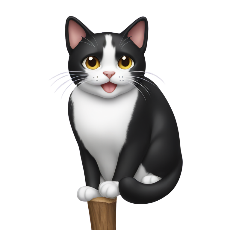 絵文字：タキシード猫が棒の上でうんちをする