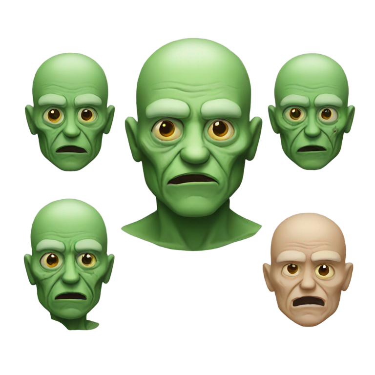 genmoji: zombie emoji and old bald man emoji combined into one with green skin
