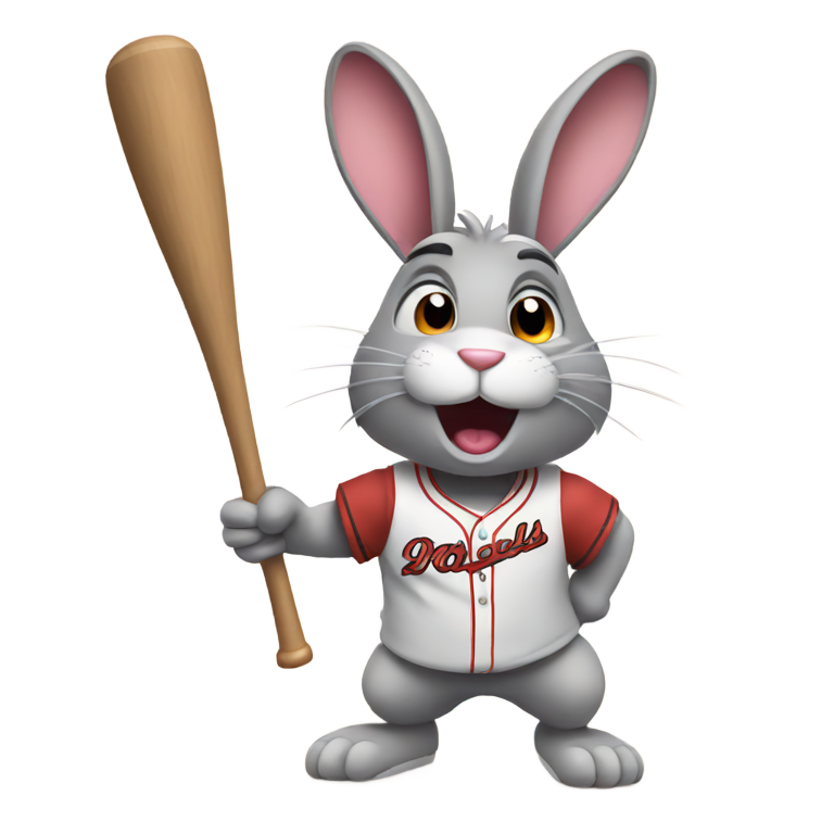 genmoji: Rabbit with a baseball bat