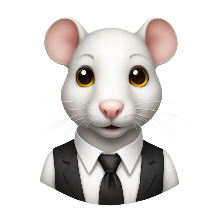 genmoji：一只穿着白衬衫和黑领带的老鼠