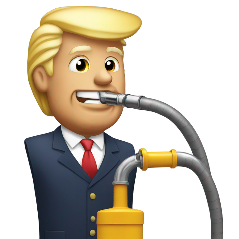 絵文字：ドナルド・トランプがガソリンポンプのホースから飲んでいる