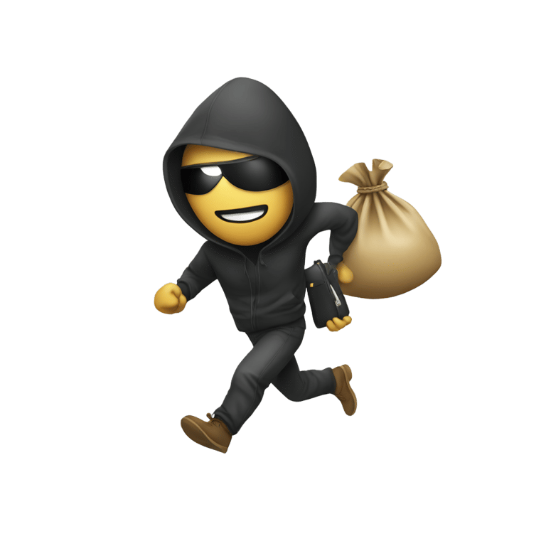 genmoji：A robber running with a money bag