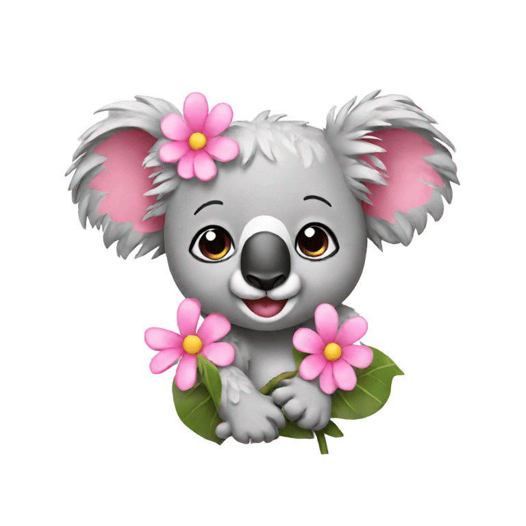genmoji: pink koala with simple smile and flower in hair