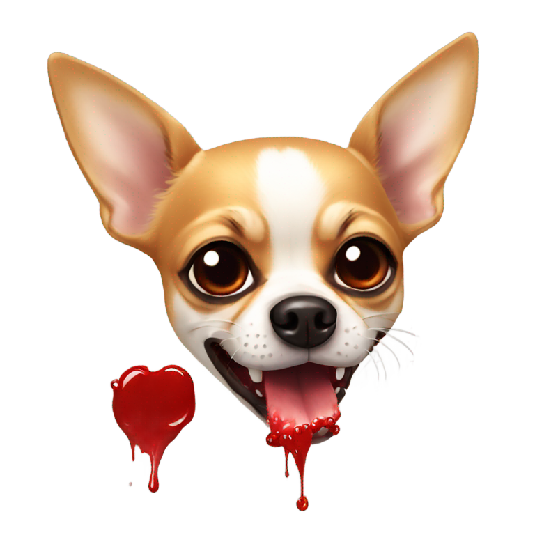 genmoji : Chihuahua avec du sang sur la bouche