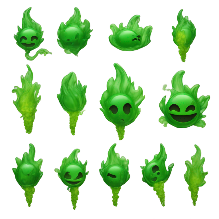 genmoji: Imagines un drsgon vert fumant un joint crachant de la fumée