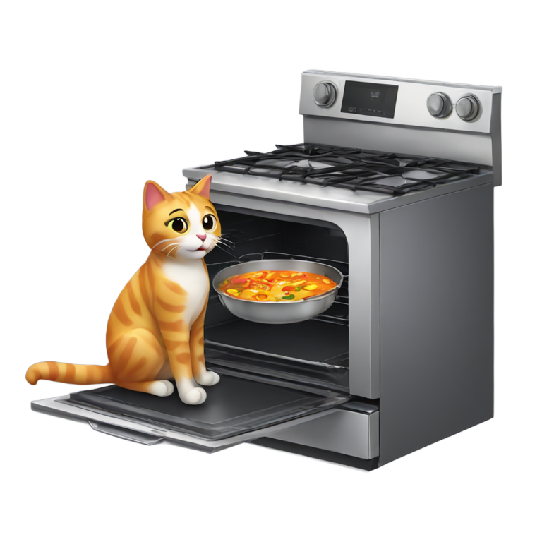 genmoji: cat cooking in oven