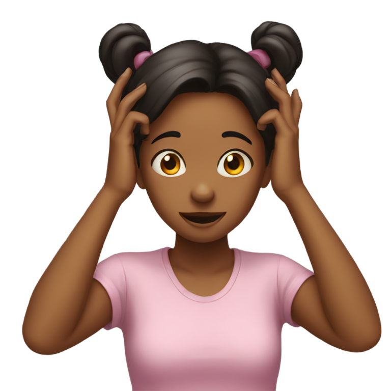 genmoji : girl holding hands over ears scared