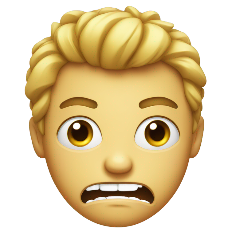 genmoji: Angry face, no upper lip, front teeth showing
