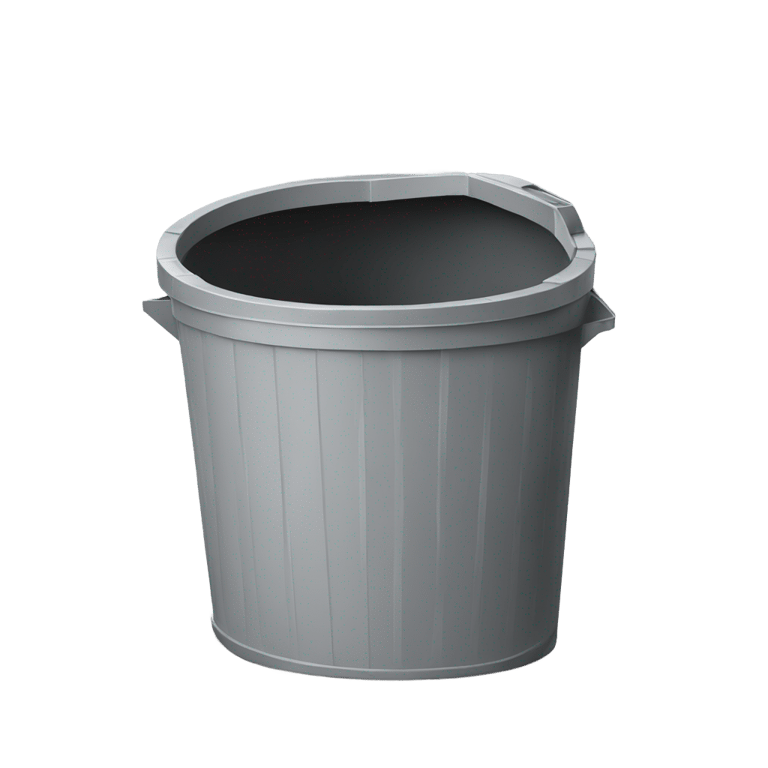 genmoji : Une poubelle de ville ouverte de profil. Sans couvercle.
