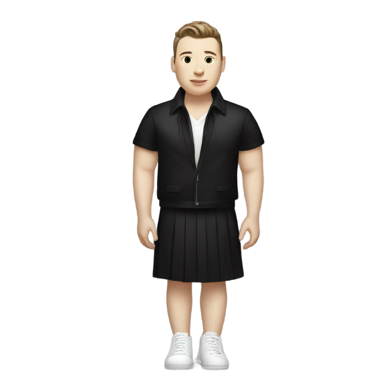 genmoji：约翰·纽曼穿着黑色裙子和白色鞋子