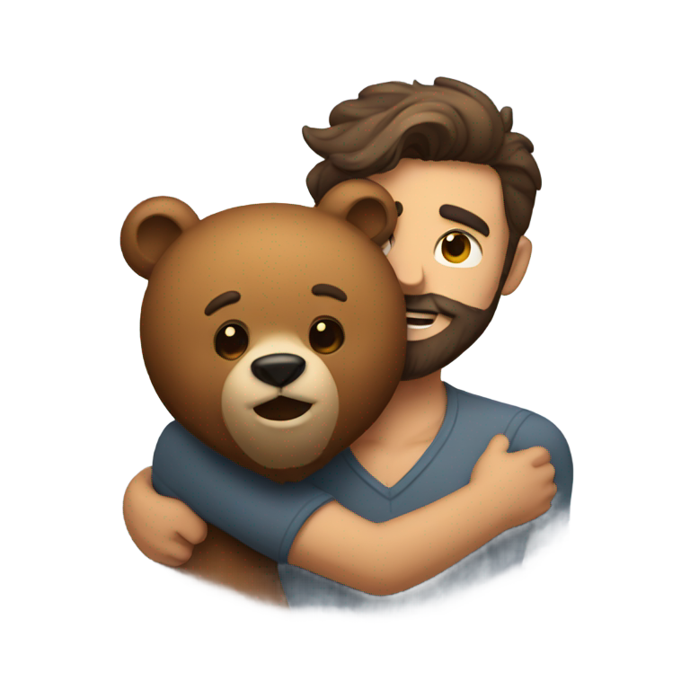 絵文字：クマとヒゲの男性が抱き合う