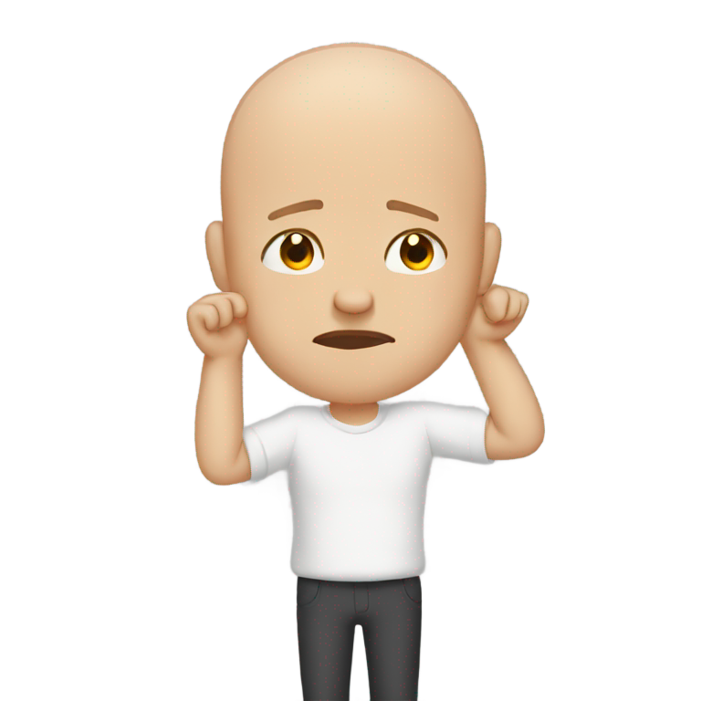 genmoji：秃头男子捂着一只眼睛痛哭