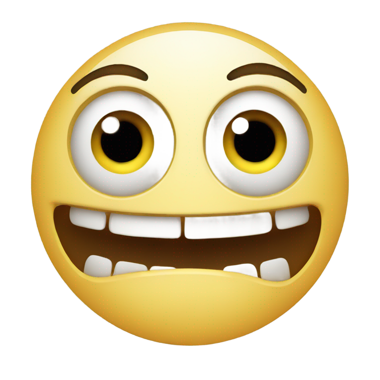 genmoji: Disturbing face, wide eyes and creepy smile