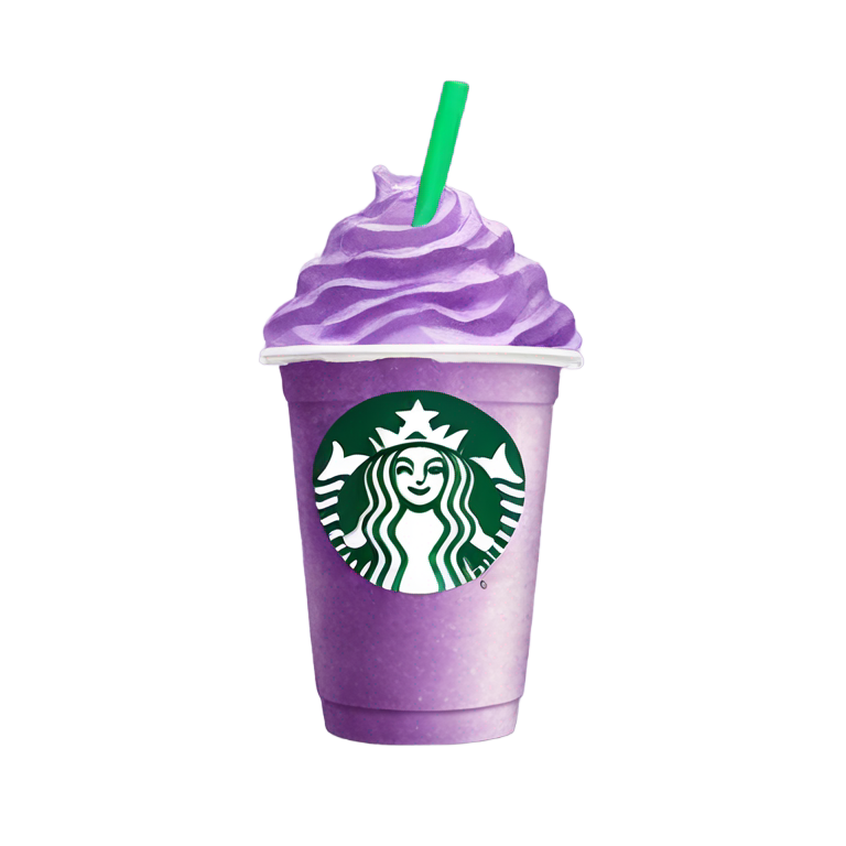 genmoji : Frappuccino Starbucks en peinture d'améthyste