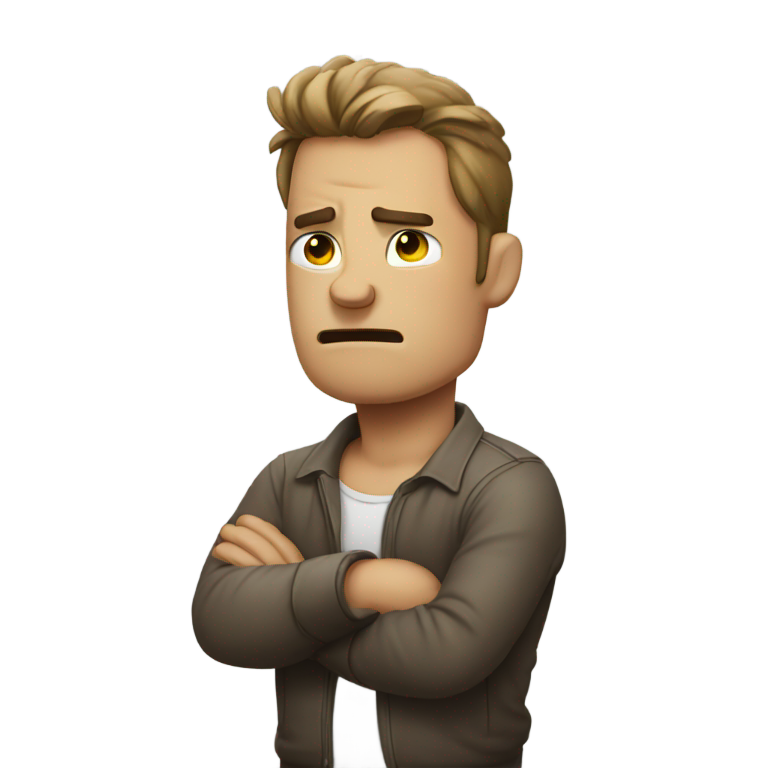 genmoji：愤怒的男人汗流浃背，双手抱头，眼睛紧闭