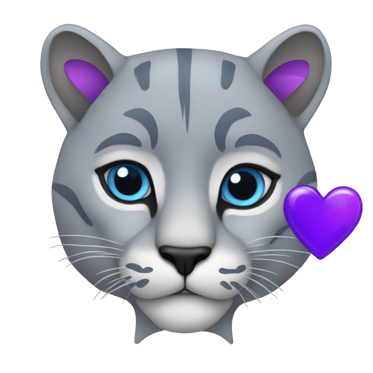 genmoji：蓝色豹子抱着紫色心脏