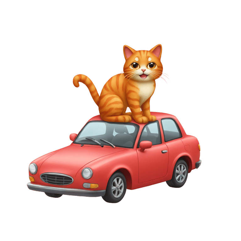 絵文字：赤い猫と車