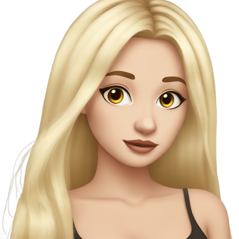 絵文字：make her have white skin and straightblonde hair with hazel eyes and very long fake eyelashes