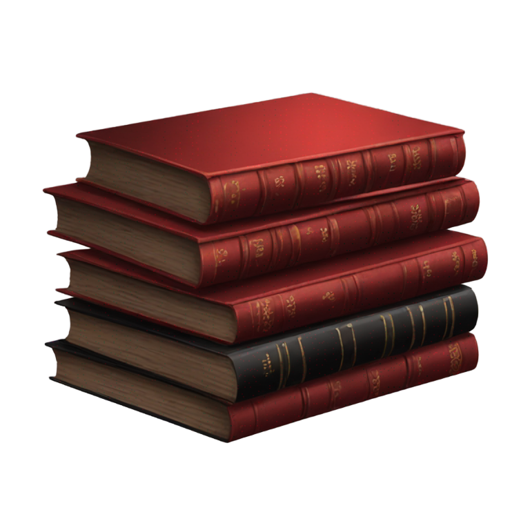 genmoji: a huge pile of red and black vintage gothic books