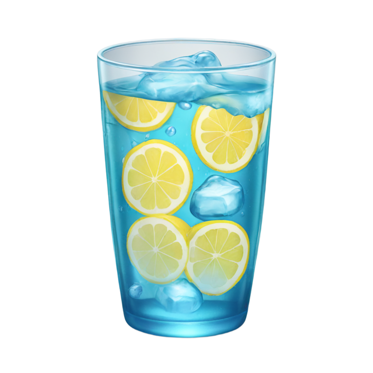 genmoji: a glass of blue lemon soda