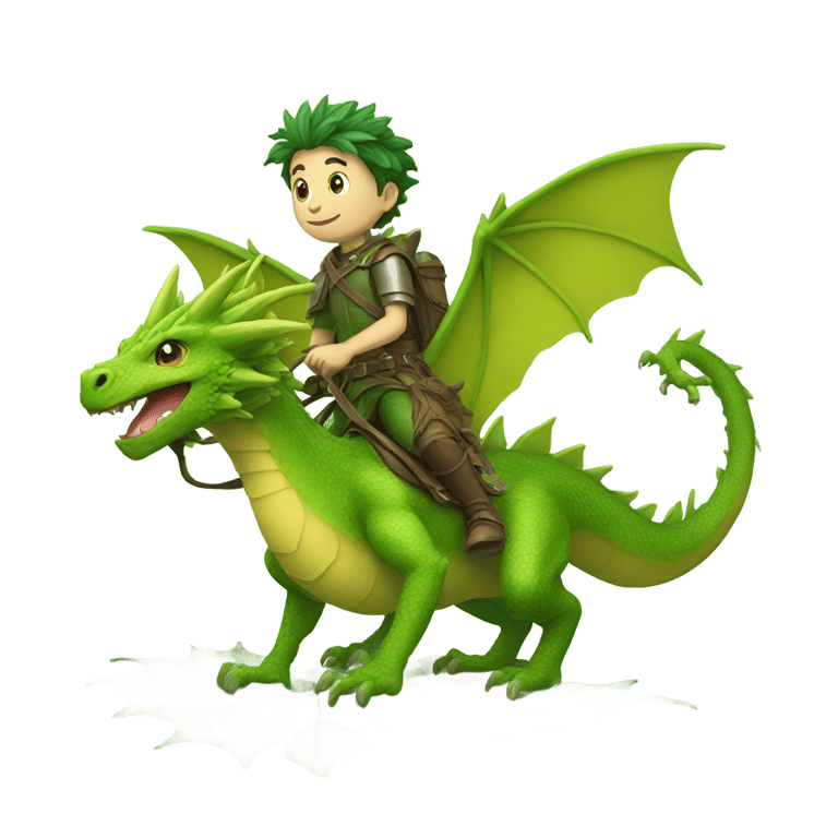 genmoji : Leaf dragon with a rider