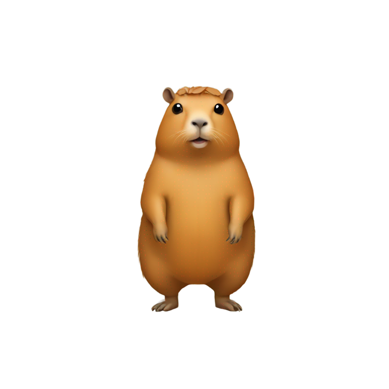 絵文字：Capybara with a single orange fruit on top of its head, full body