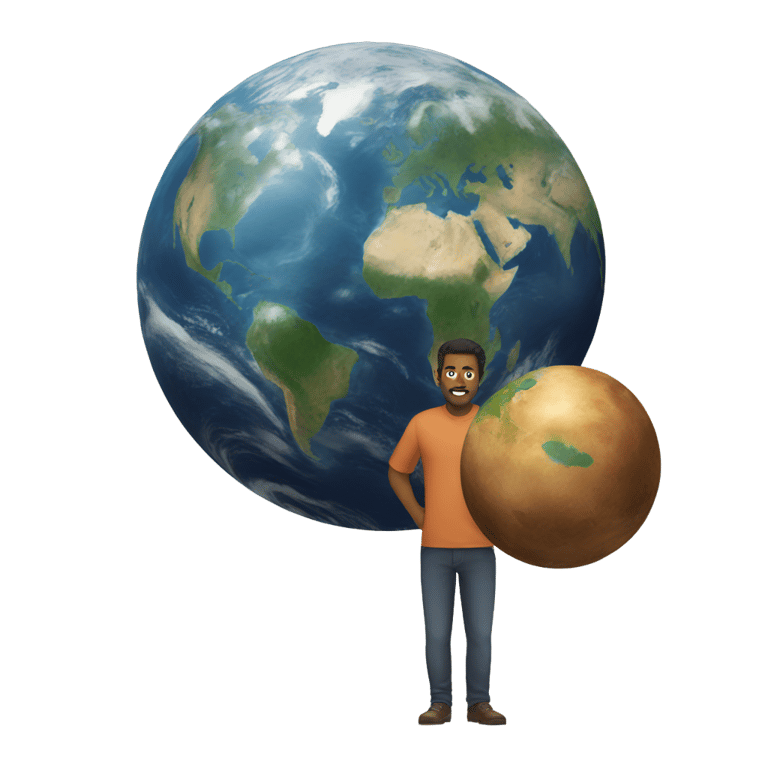 genmoji: Man Giant and Size of Earth