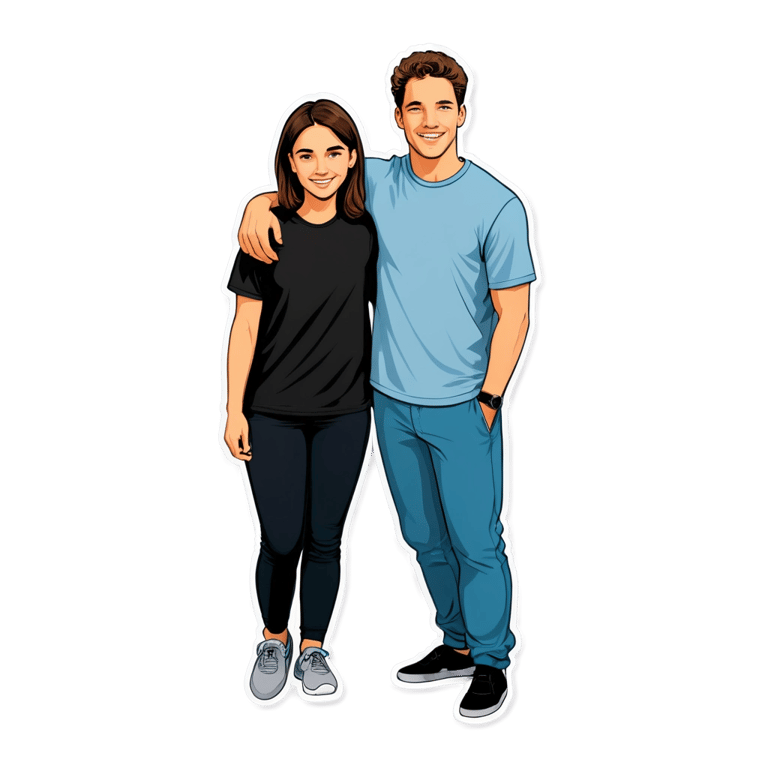 genmoji: a girl Joey wolpert and Ethan graf a male