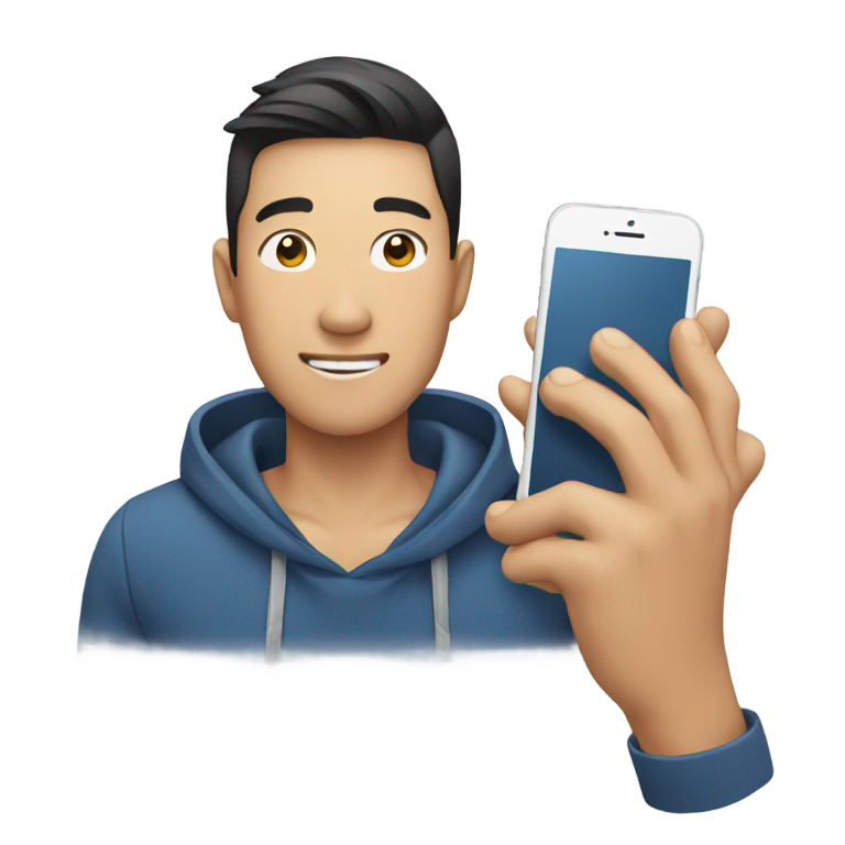 genmoji: Asian male with phone