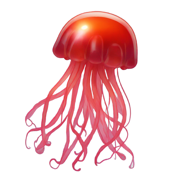 genmoji: A shiny red jellyfish