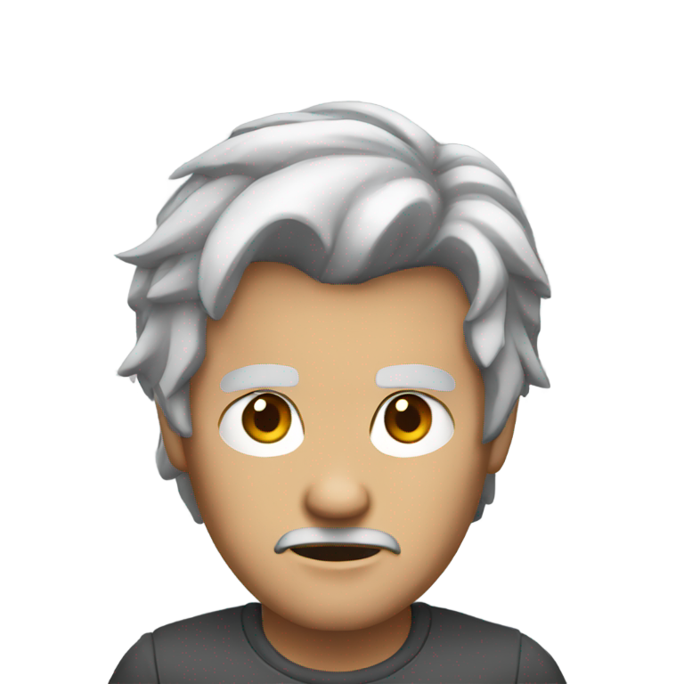 genmoji：red skinned man gray hair angry