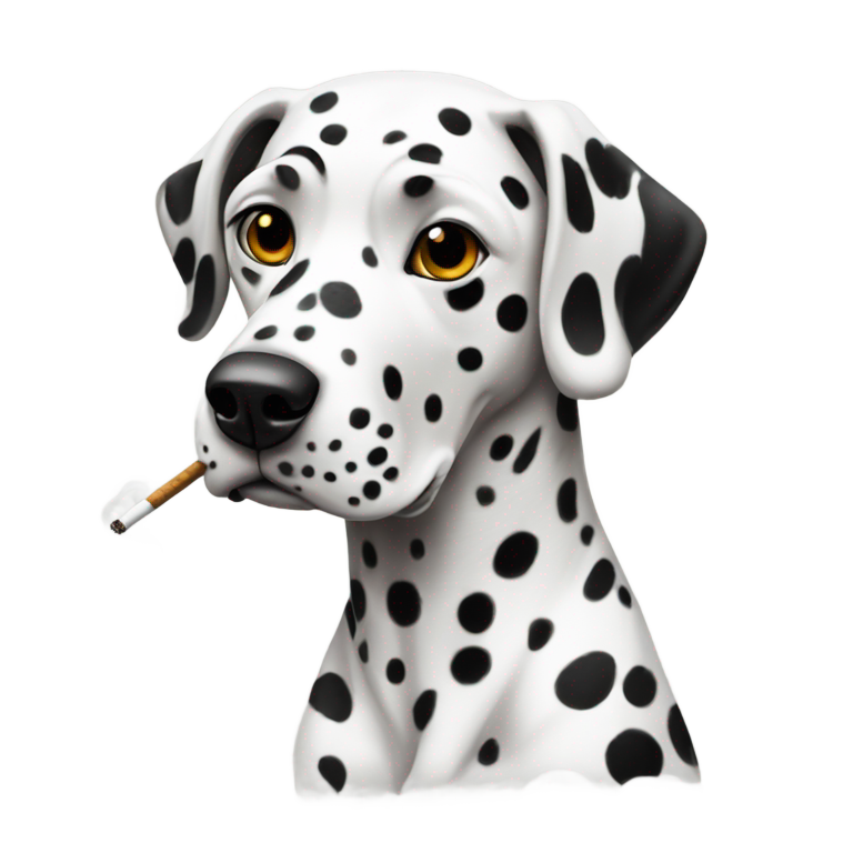 genmoji：满身斑点的达尔马提亚犬在吸大麻