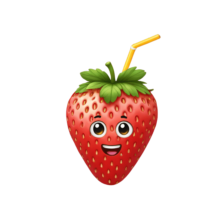 genmoji：草莓插着一根吸管