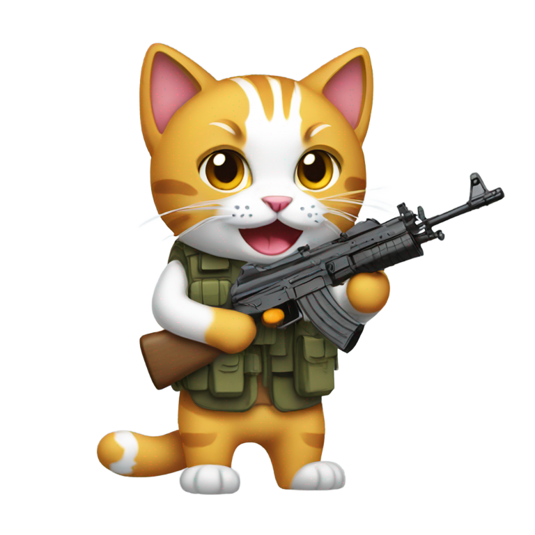 genmoji：一只拿着AK47的猫