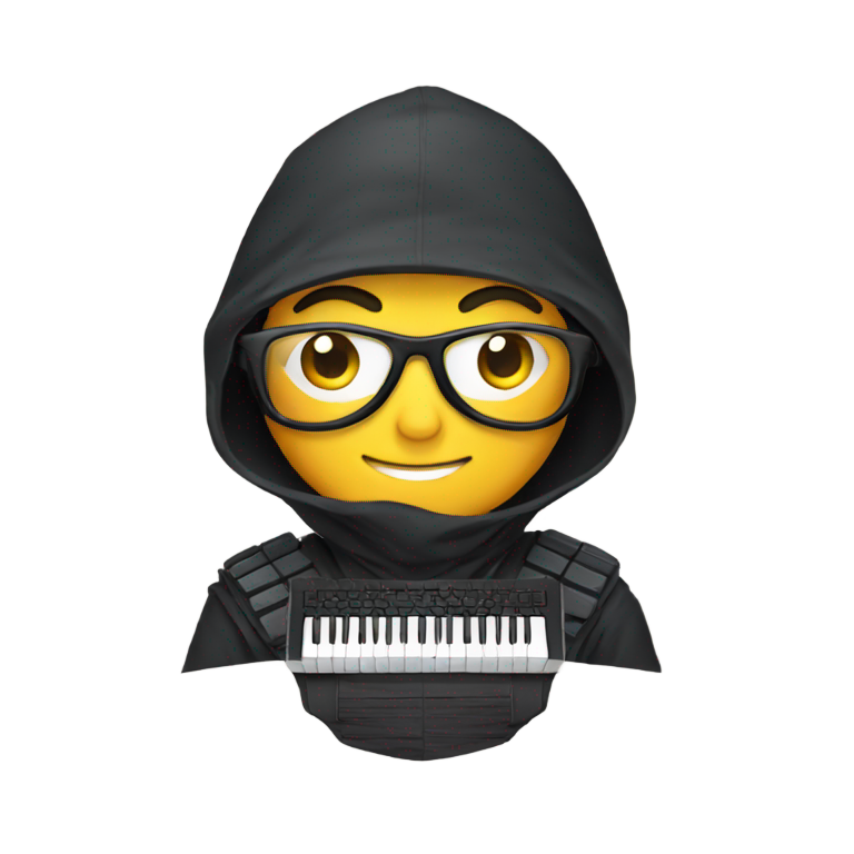 genmoji：戴眼镜的忍者肩上挂着键盘