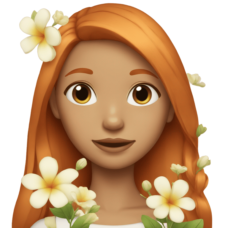絵文字：a ginger girl with a perfect and straight hair and flowers
