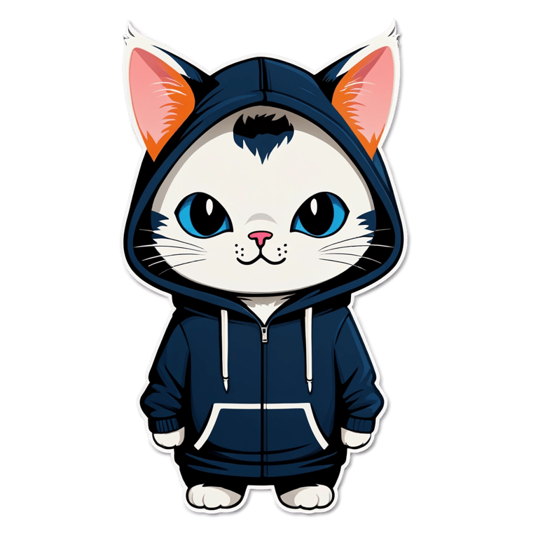genmoji：戴连帽衫的猫