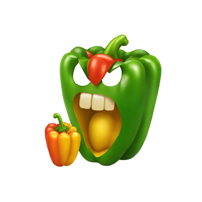 genmoji : A bell pepper eating a bell pepper