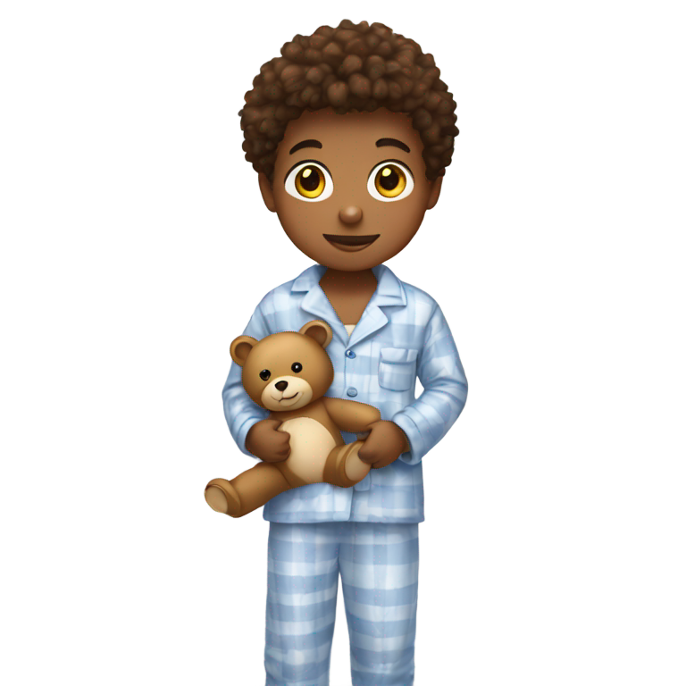 genmoji：穿着睡衣的小孩抱着泰迪熊