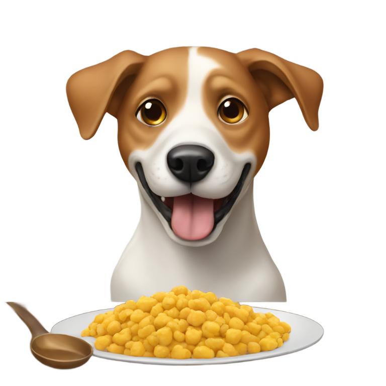 絵文字：犬が食事をしている
