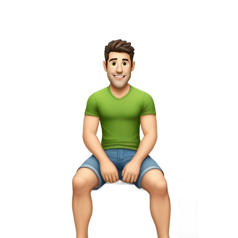 genmoji：马克斯·格林菲尔德穿着短裤坐在长凳上