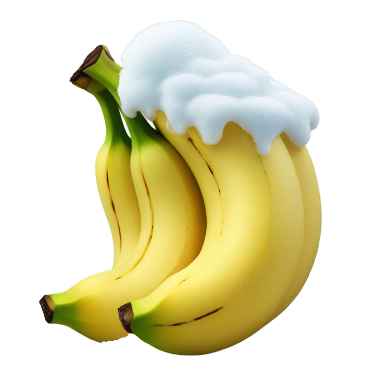 genmoji : Neige gluante s'écoulant de la banane