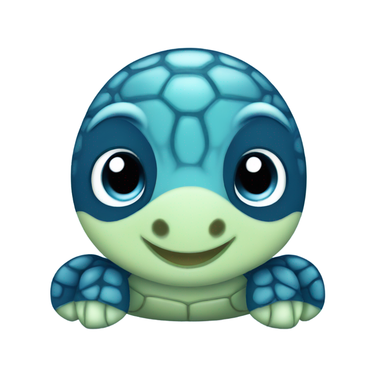 絵文字：かわいい赤ちゃんウミガメ、ライトブルーとダークブルー