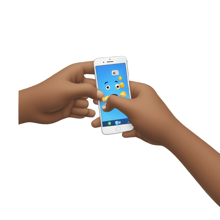 genmoji : One hand keeping a phone in face of the camera